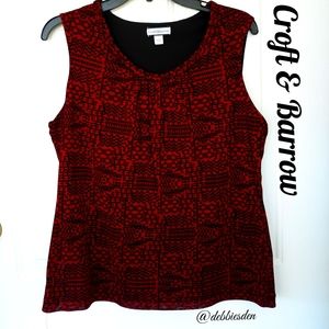 Croft & Barrow Red & Black Sleeveless Top